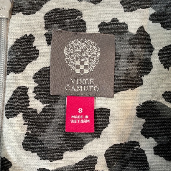 Vince Camuto Dress Leopard Print 8 NWT Gray Black Knit - Picture 3 of 10